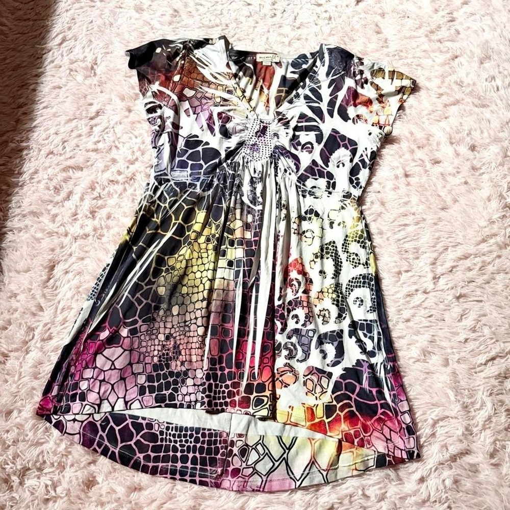 Y2K Earthy Rainbow Boho Earthy Hipster Mini Dress Womens M Free Spirit Hippie